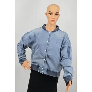 Juicy Couture Vintage-Inspired Denim Bomber Jacket - Cool & Casual XL